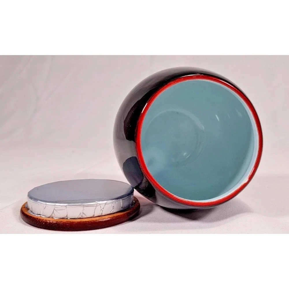 Chinese‎ Ceramic Ginger Jar Tea Caddy Black Red Gradient Glossy Glaze with Lid